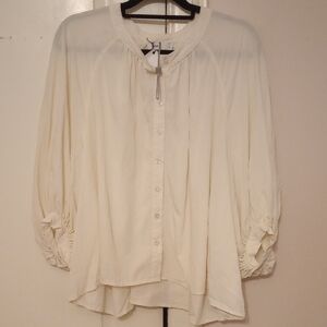 Blank NYC Cream Button-Up Blouse